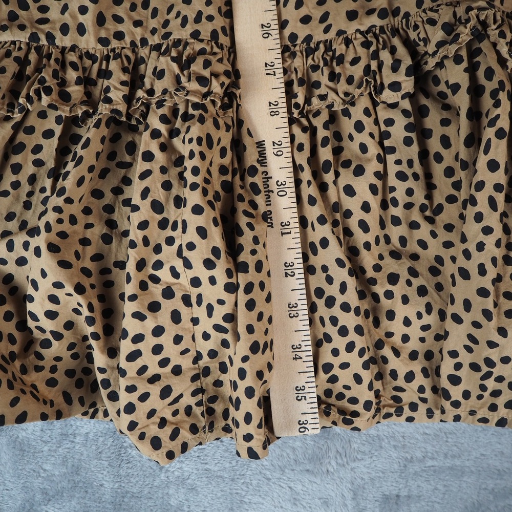 J.Crew Tiered Ruffle Neck Popover Mini Dress Medium‎ Leopard Polka Dot Cotton - Picture 12 of 13